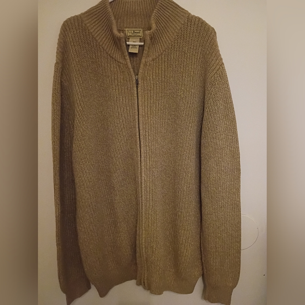 L.L. Bean Men's Zip Up Tan Cardigan Sz. XXL Tall